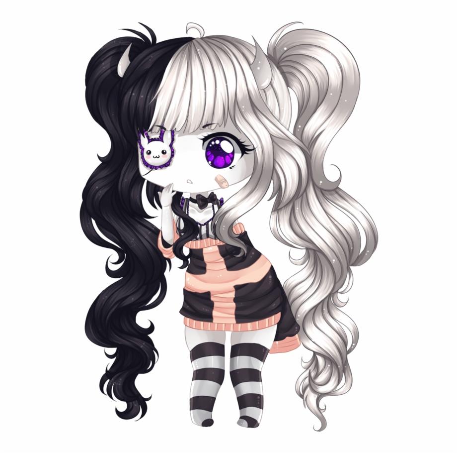 Ragazza demone chibi bicolore, 920x910 HD, PC