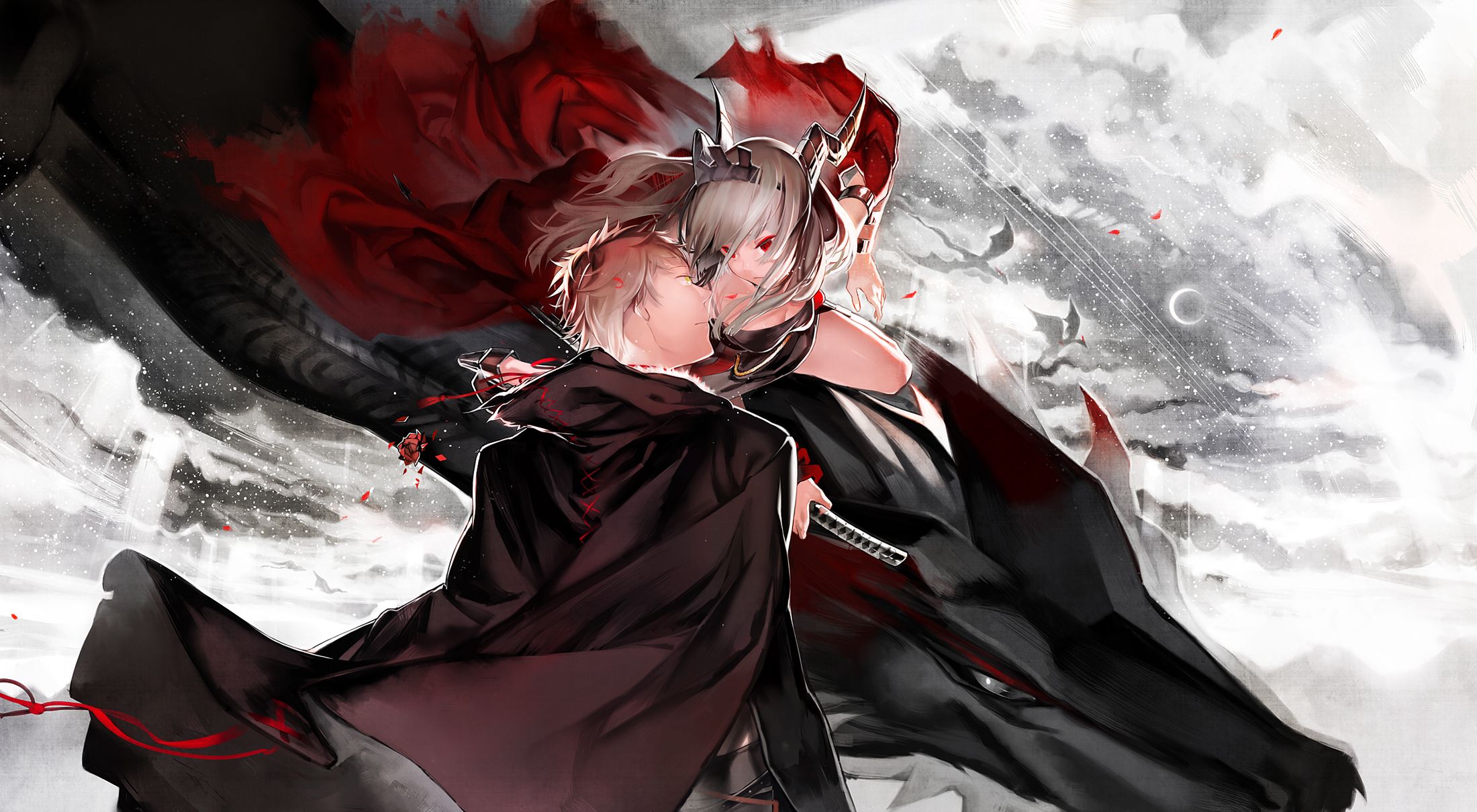 Ragazza demone corna nere, 2200x1210 Hi-Res, Desktop