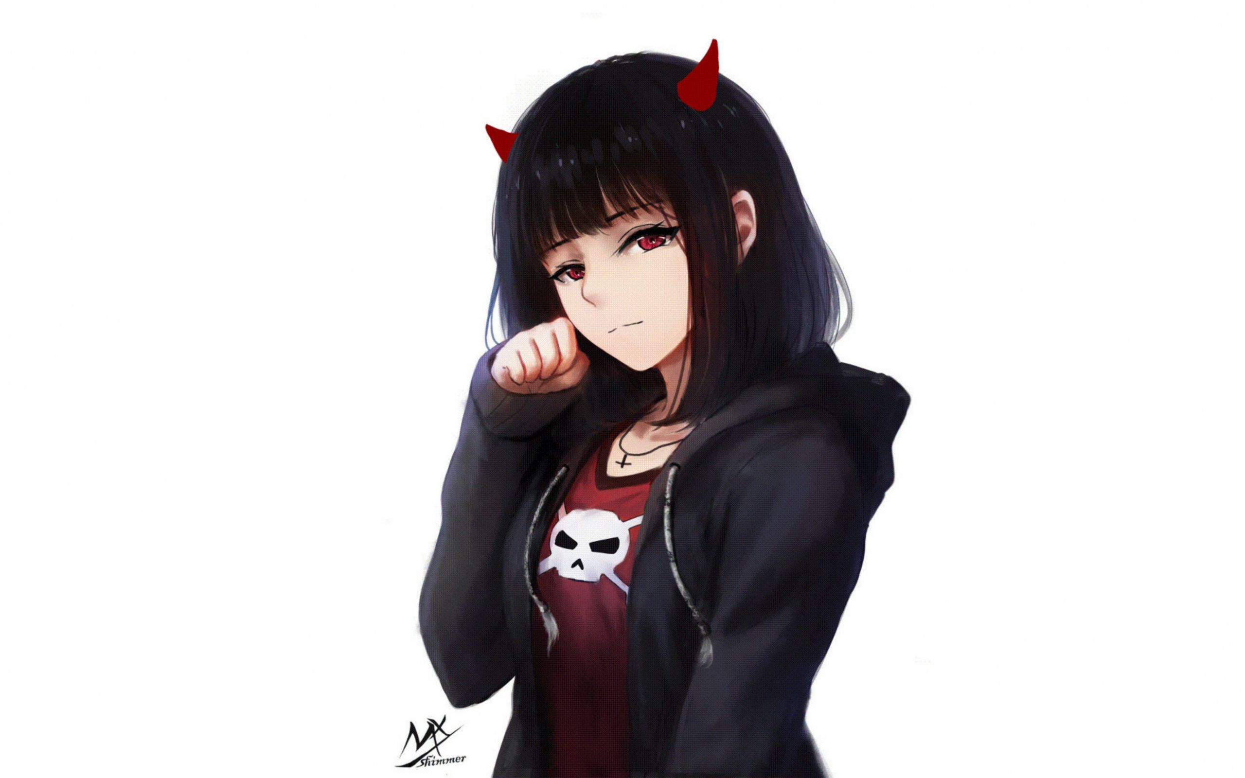 Ragazza demone corna rosse anime, 2560x1600 WQXGA, Desktop