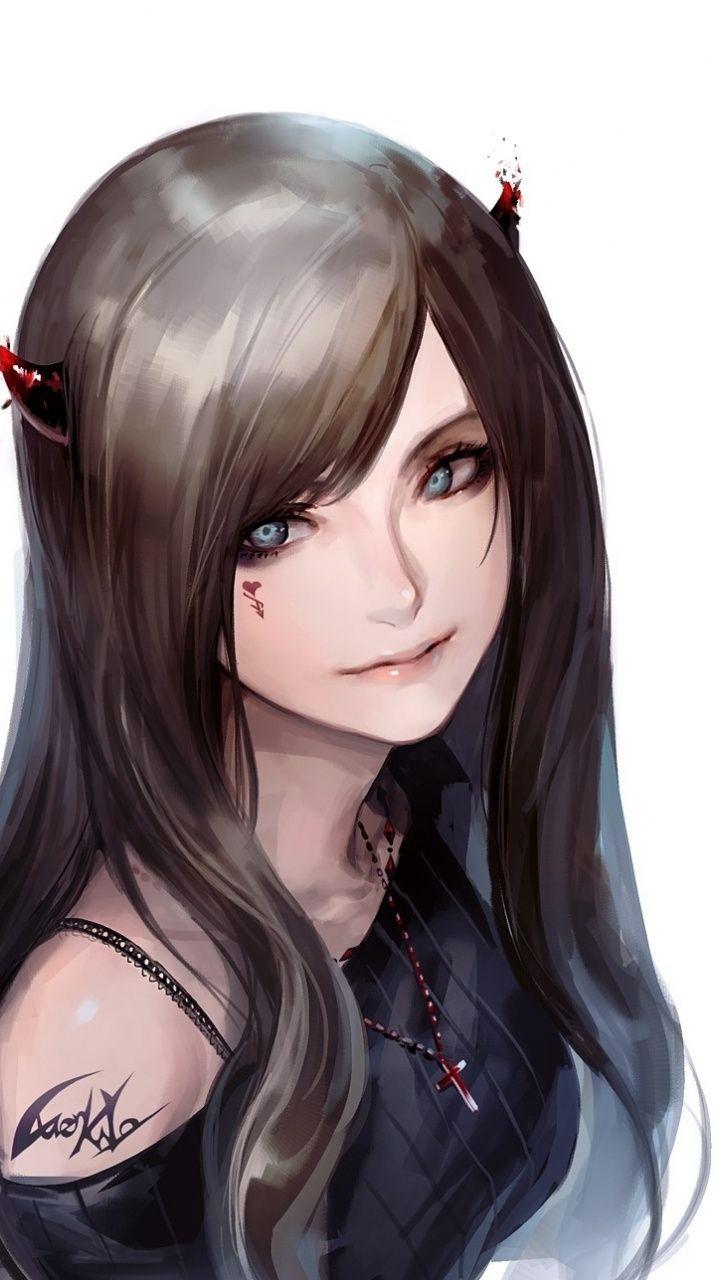 Ragazza demone capelli neri, 720x1280 Verticale, Telefono