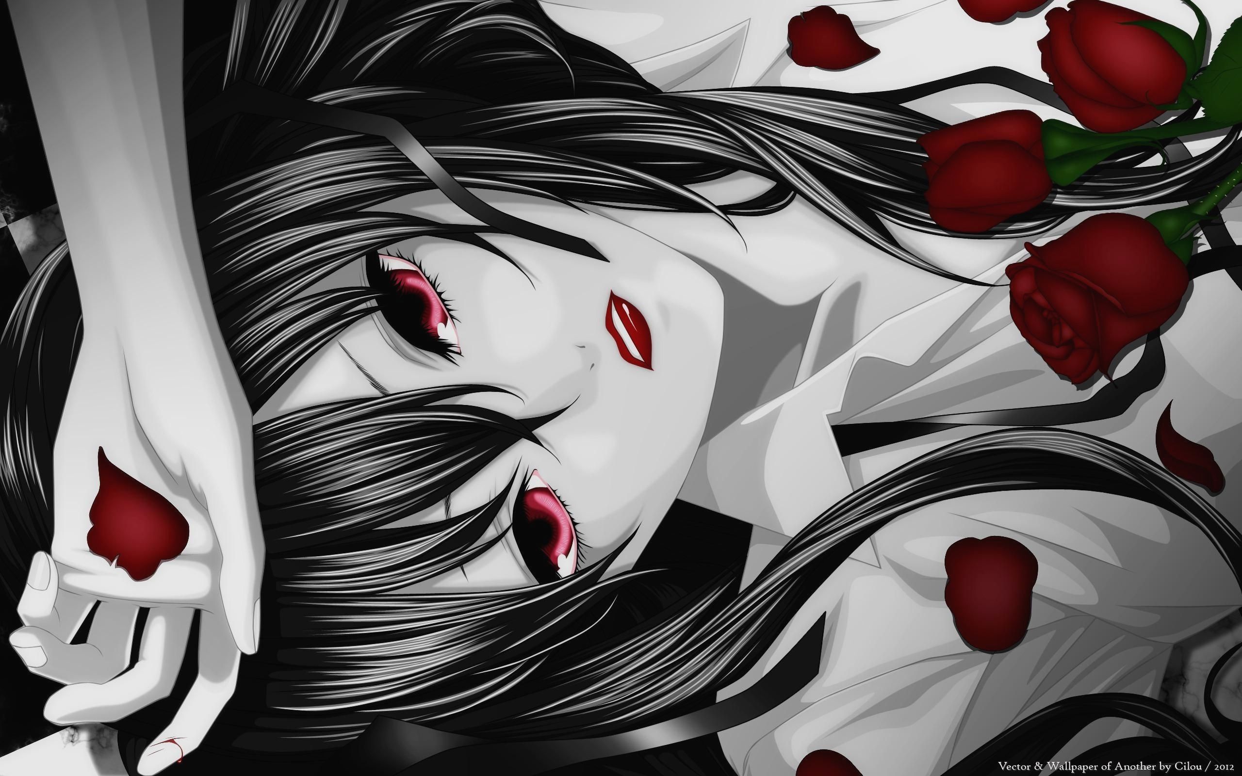 Ragazza demone occhi rossi rose, 2560x1600 2K, PC