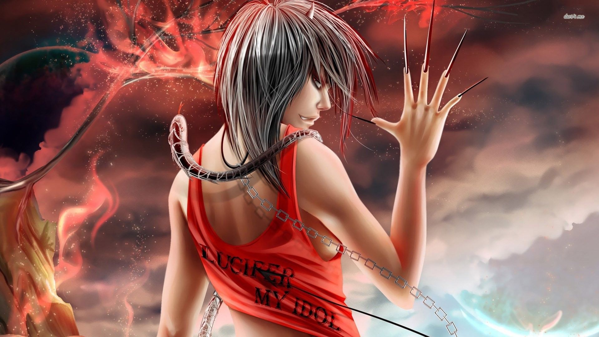 Ragazza demone con falce anime, 720x1280 Full HD Verticale, Smartphone