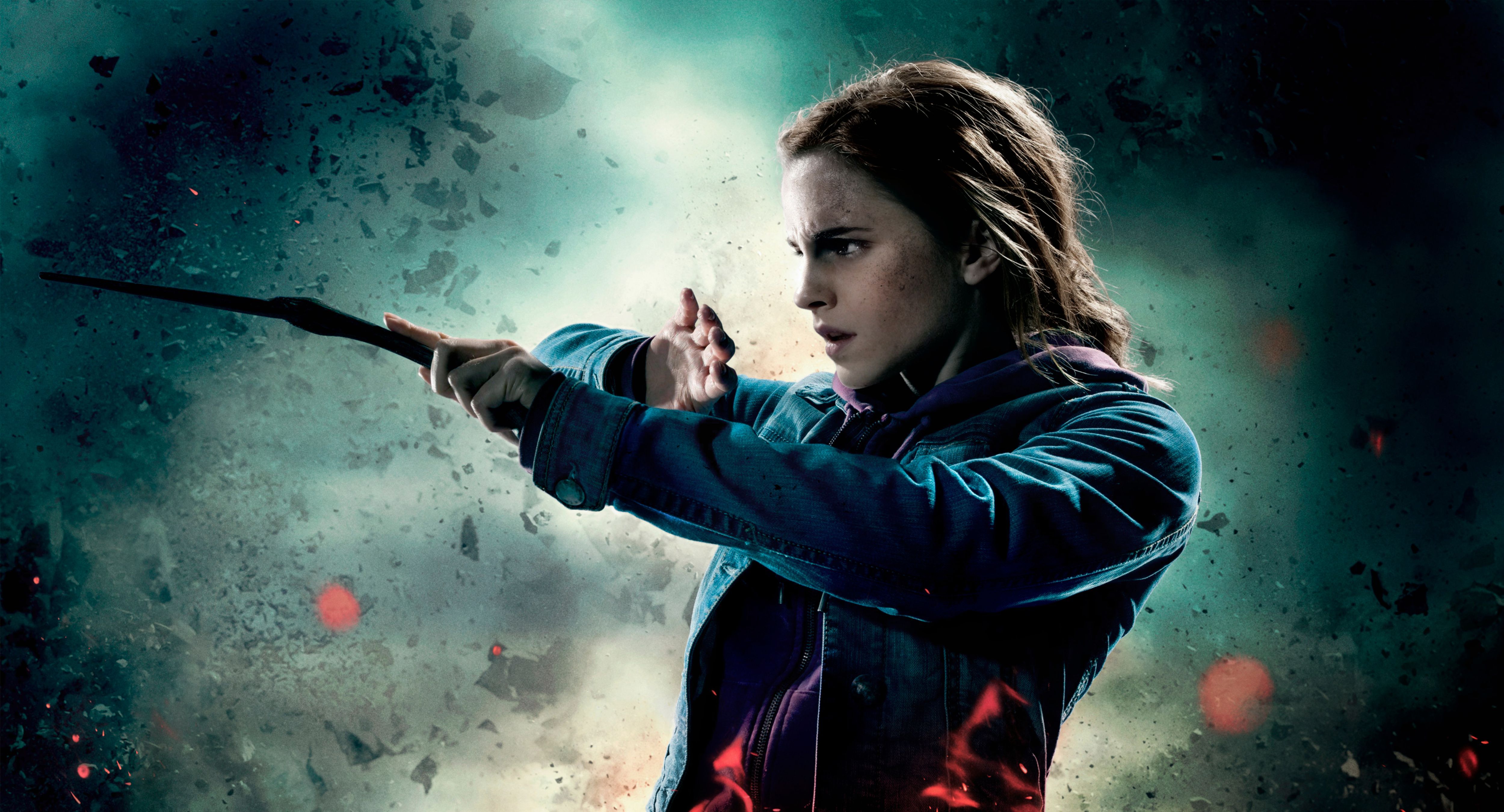 Hermione Granger con bacchetta, 5000x2700 UHD, PC 4K