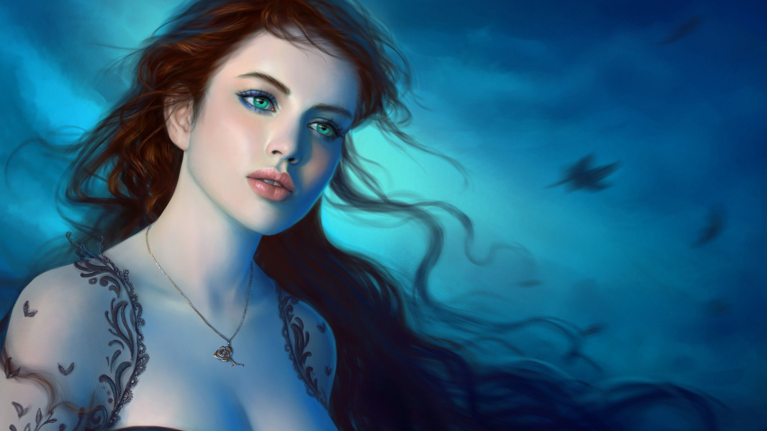 Ragazza fantasy occhi verdi, 2560x1440 2K, Desktop