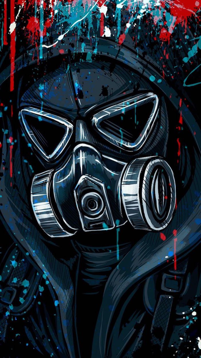 maschera antigas neon schizzi, 700x1244 Full HD Verticale, iPhone