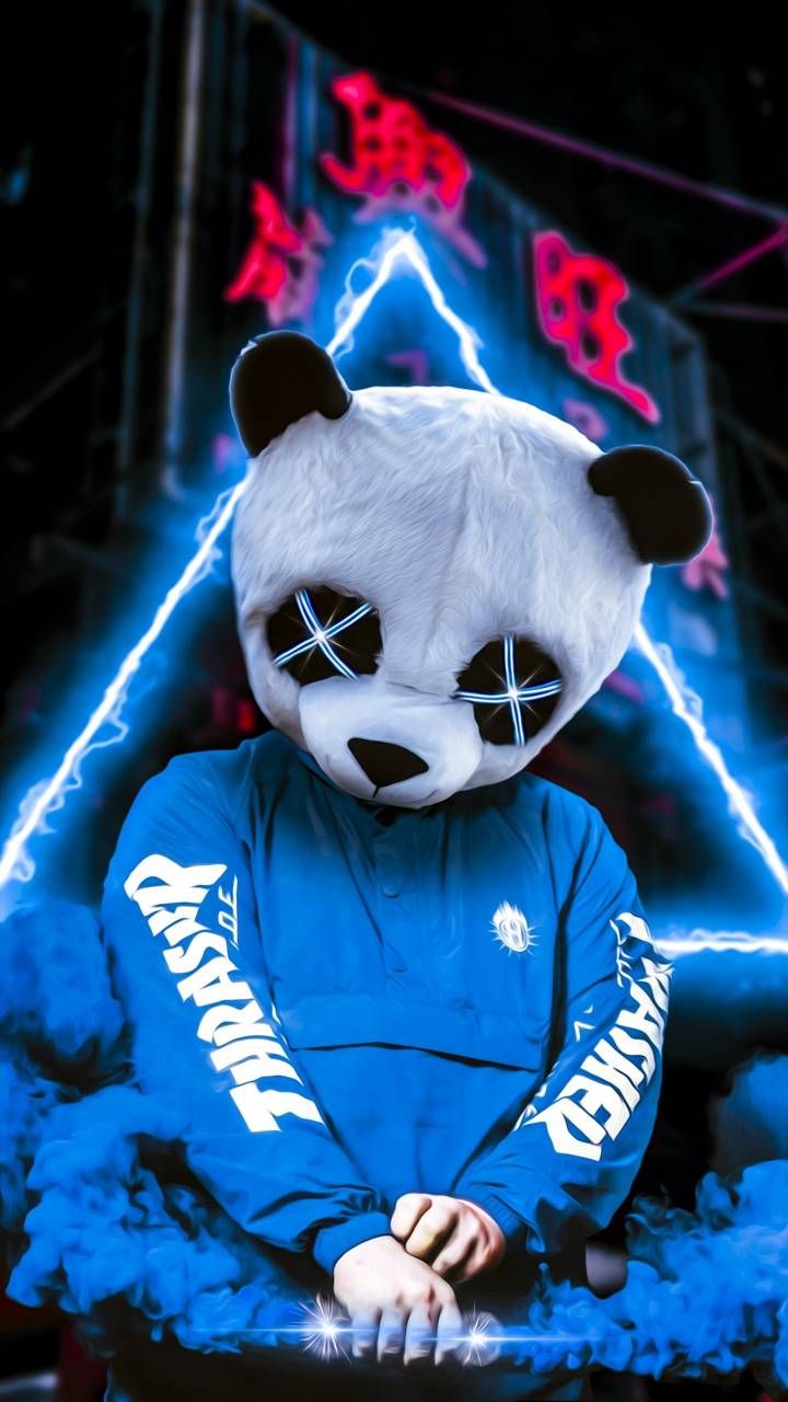 maschera panda felfa neon blu, 720x1280 Full HD Verticale, Smartphone