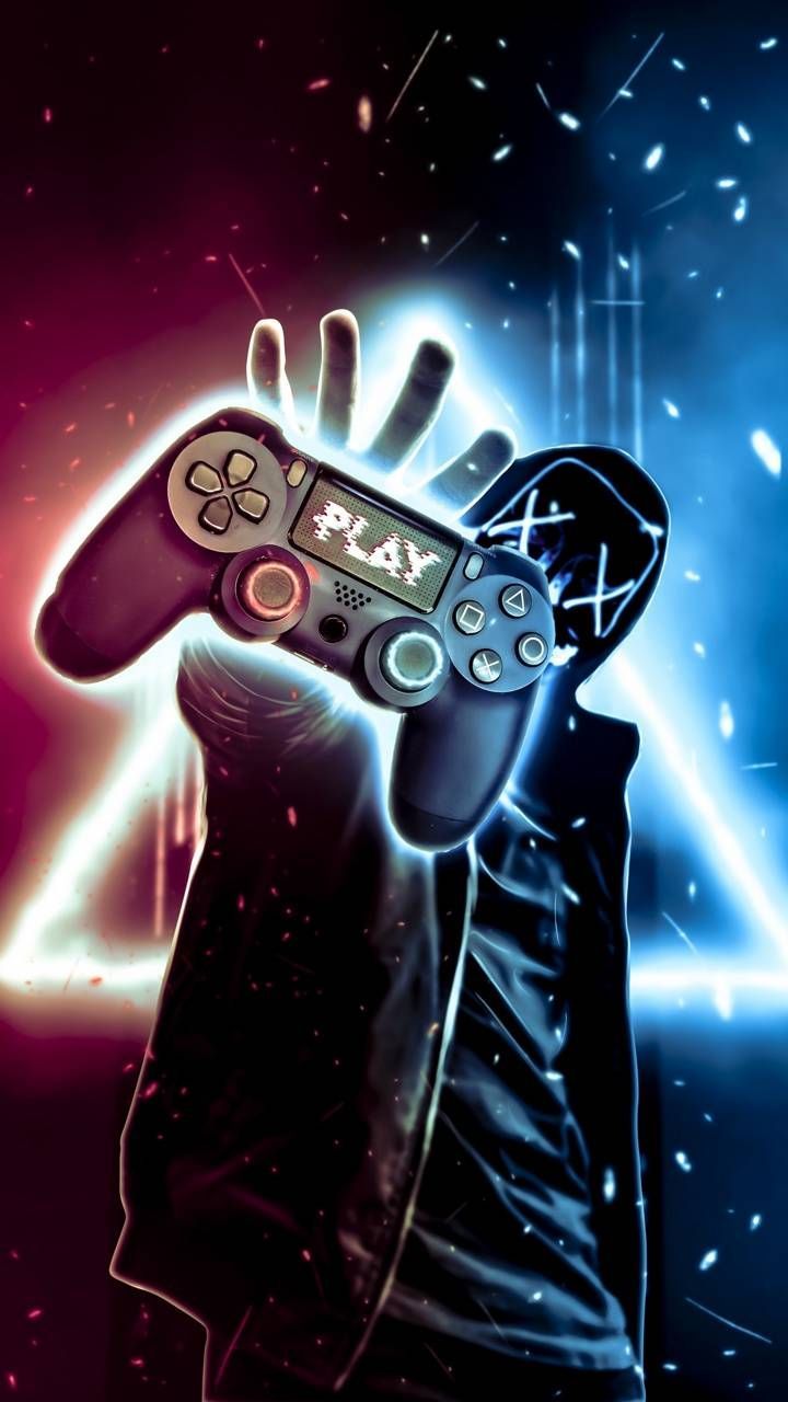 mano controller PlayStation neon, console Sony, 720x1280 Verticale, Mobile