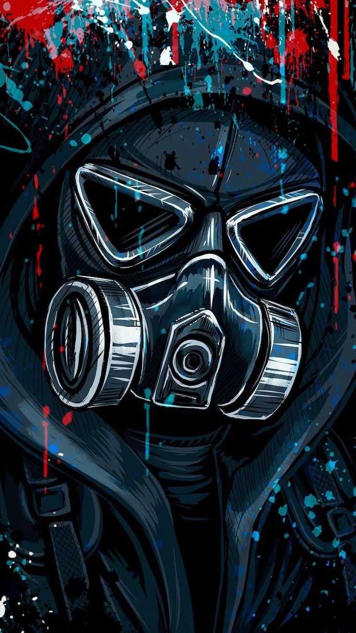maschera antigas neon schizzi, 700x1244 Verticale, Telefono