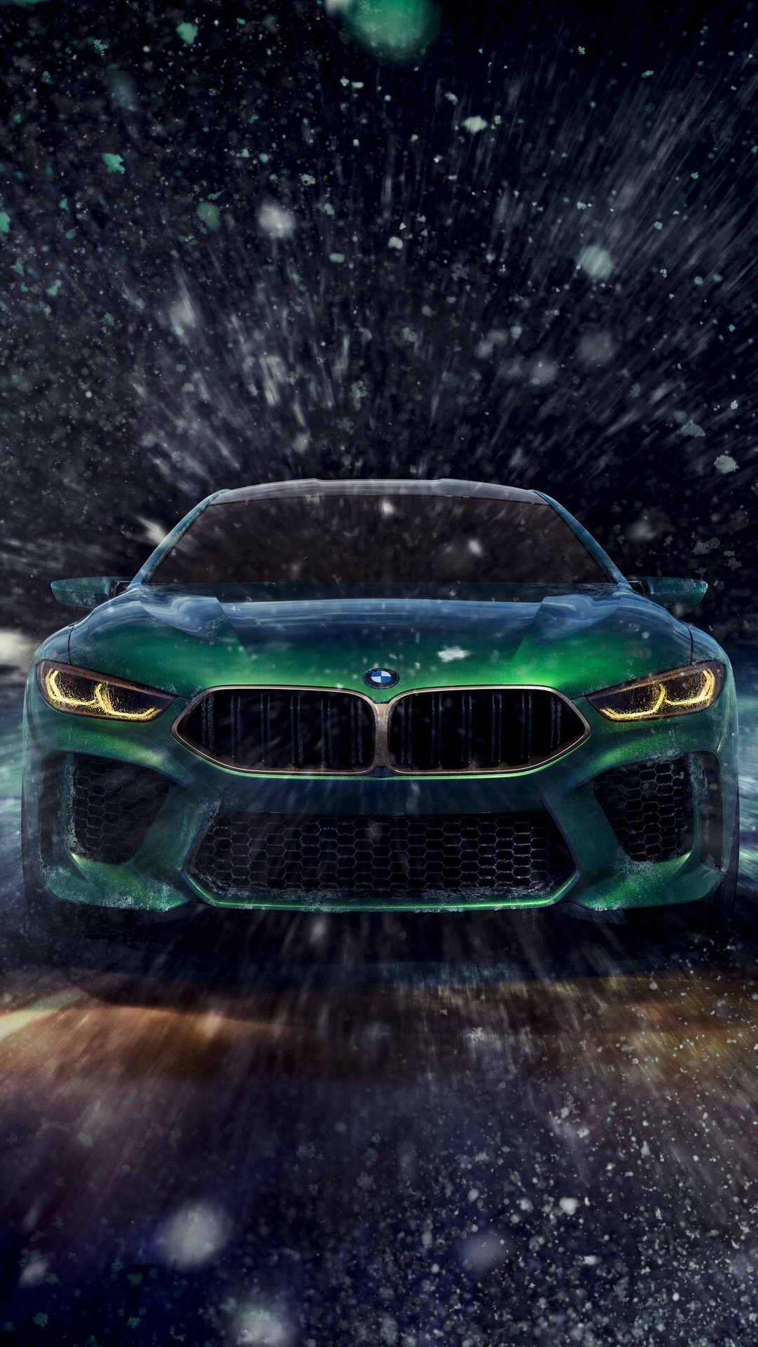 auto BMW M8 verde neve, 1080x1920 Verticale, Telefono