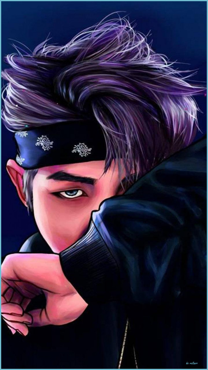 ragazzo bandana capelli viola illustrazione, 698x1241 Full HD Verticale, iPhone