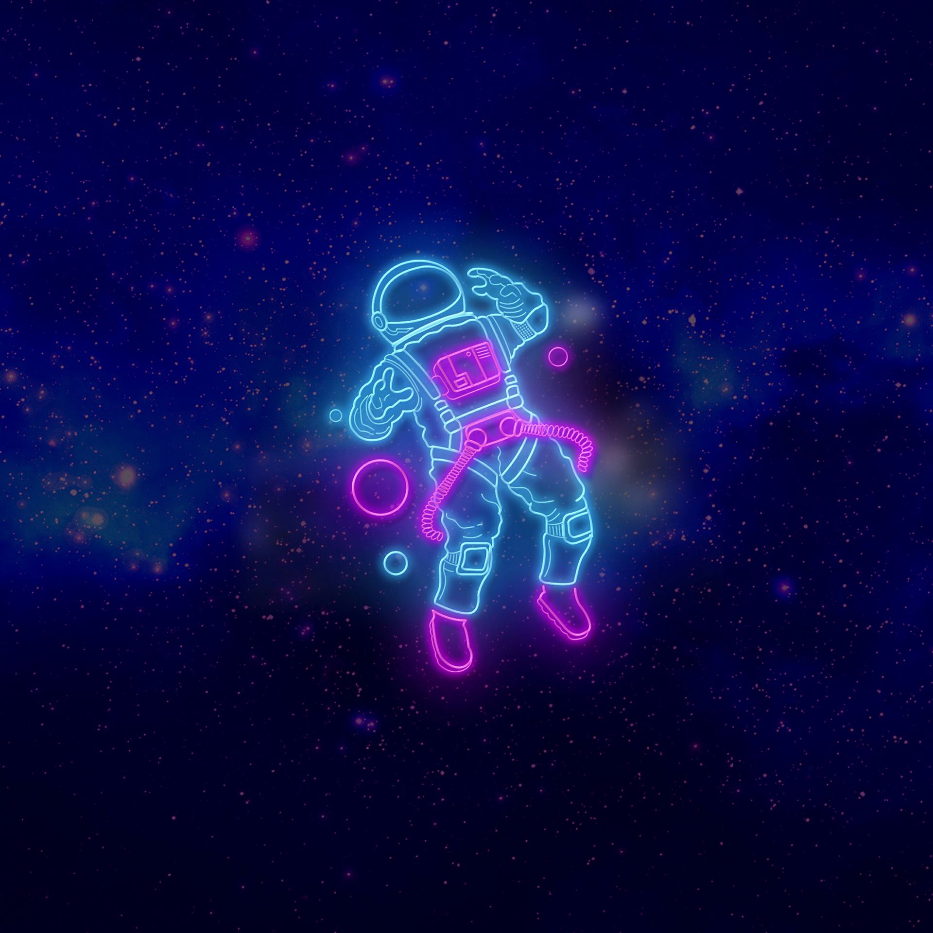 astronauta neon spazio blu, 1920x1920 Full HD+, PC Desktop