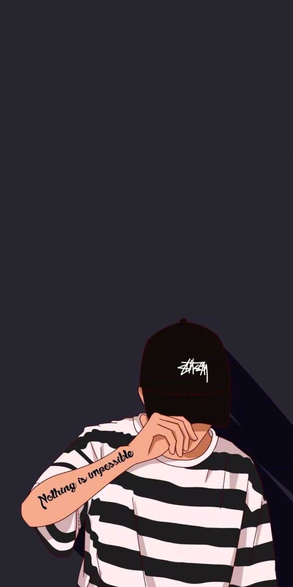ragazzo cappellino illustrazione grigia, 1024x2048 Verticale, Mobile