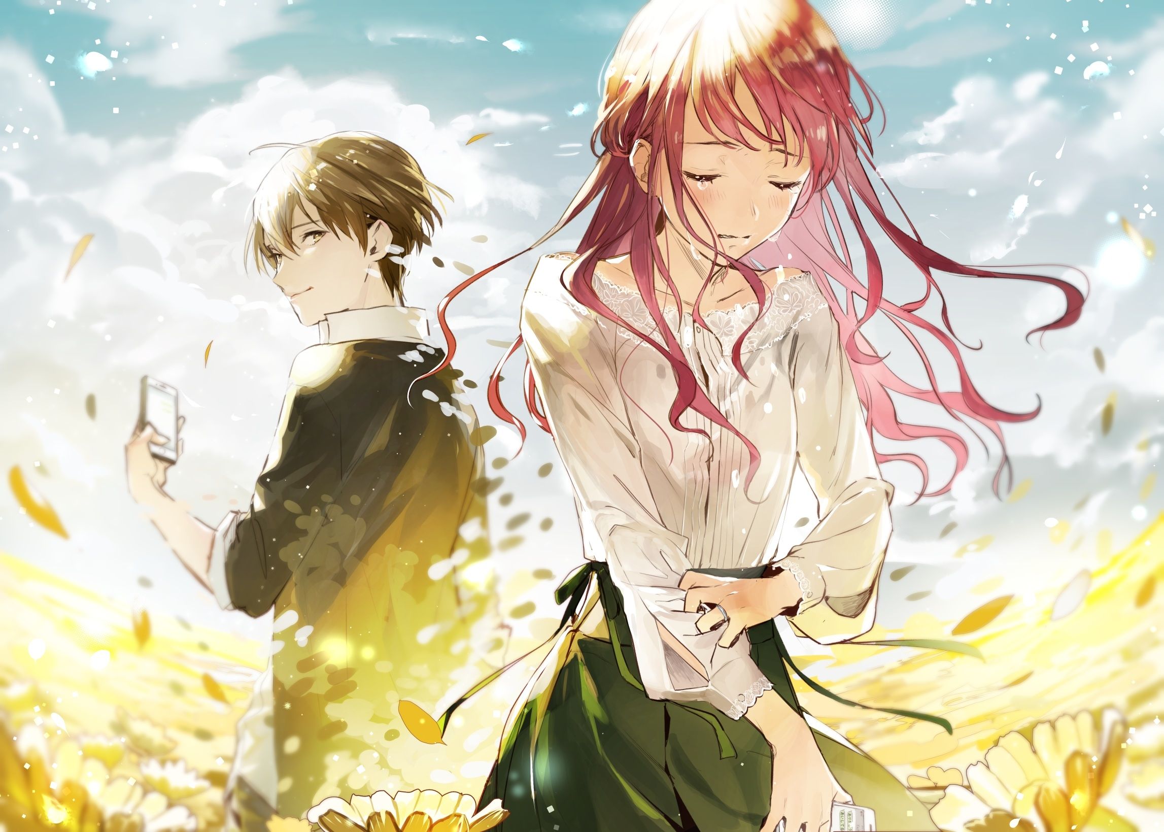 Ragazzo e ragazza anime, capelli rosa, 2294x1639 alta risoluzione, PC Desktop