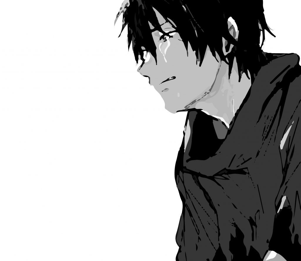 Ragazzo anime triste bianco nero, 3455x2160 2K, Laptop
