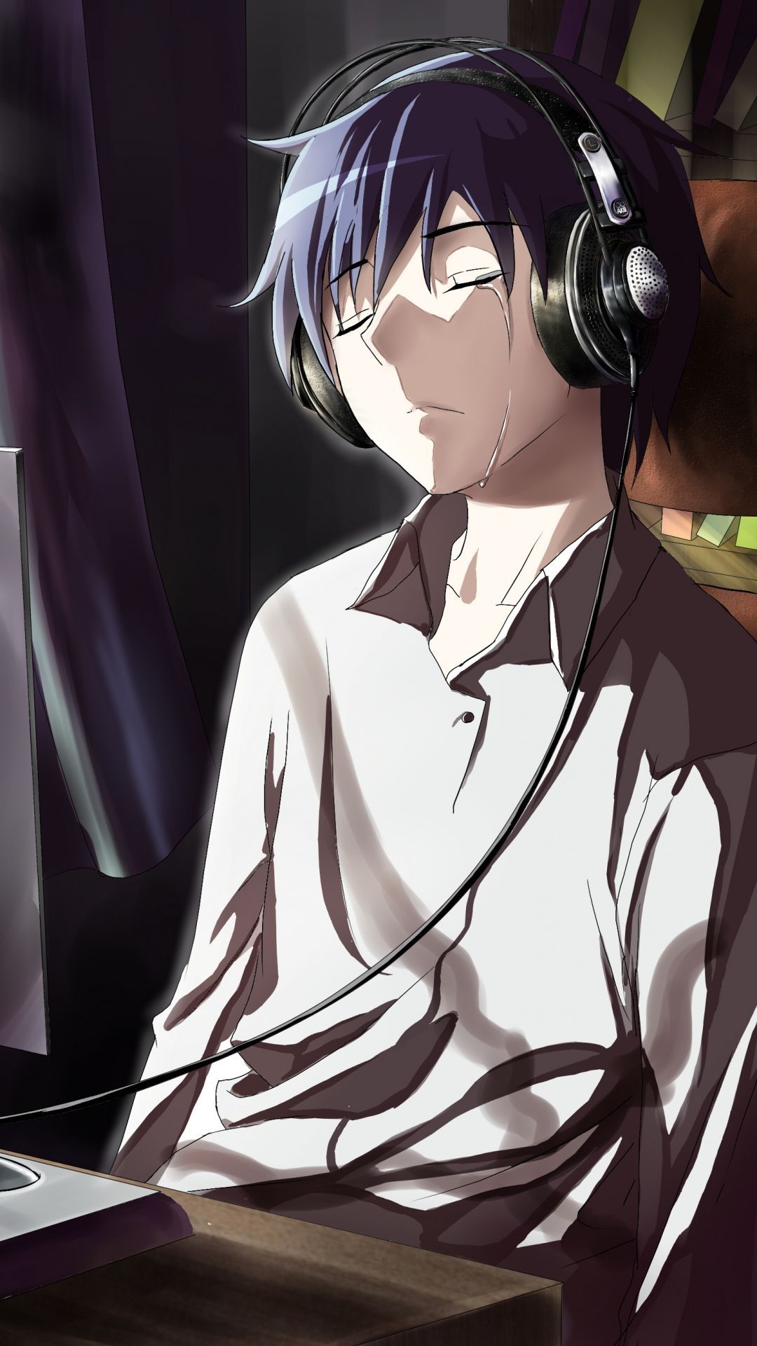 Ragazzo anime con cuffie, 1080x1920 Full HD Verticale, Samsung Galaxy