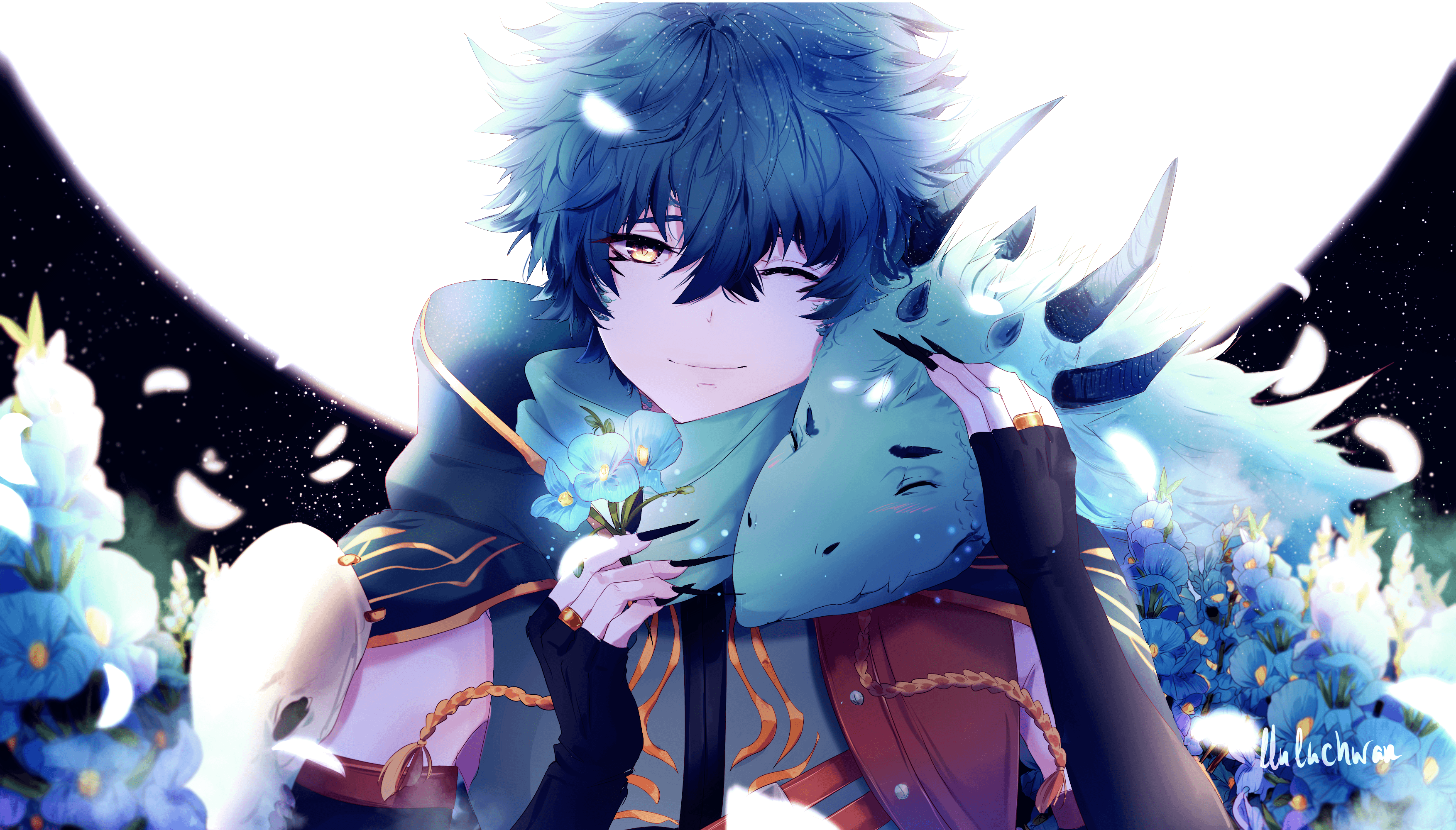 Ragazzo anime capelli blu piange, 720x1280 Full HD Verticale, Smartphone