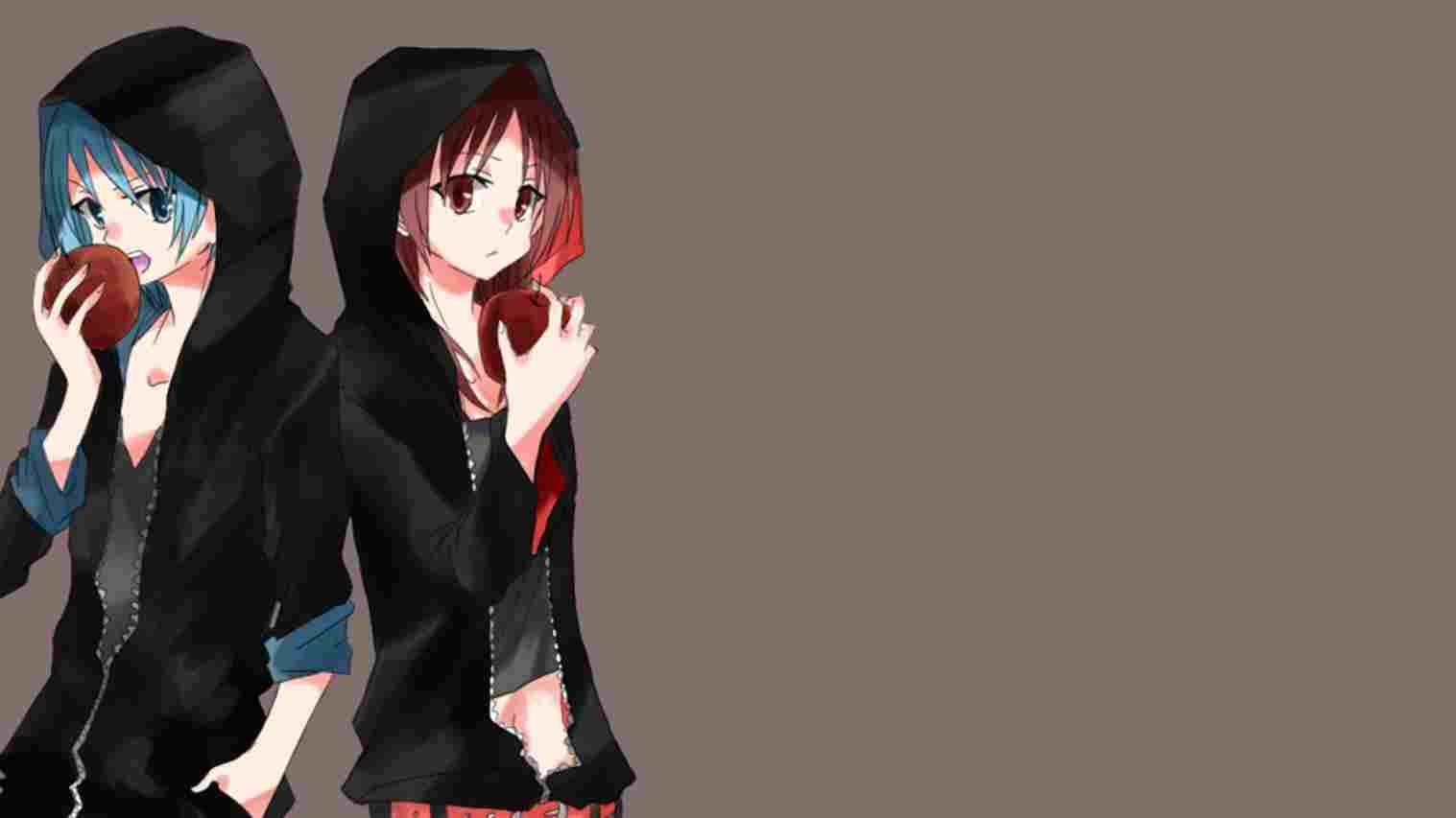 Due ragazzi anime con felpe nere, 1517x853 720p, PC