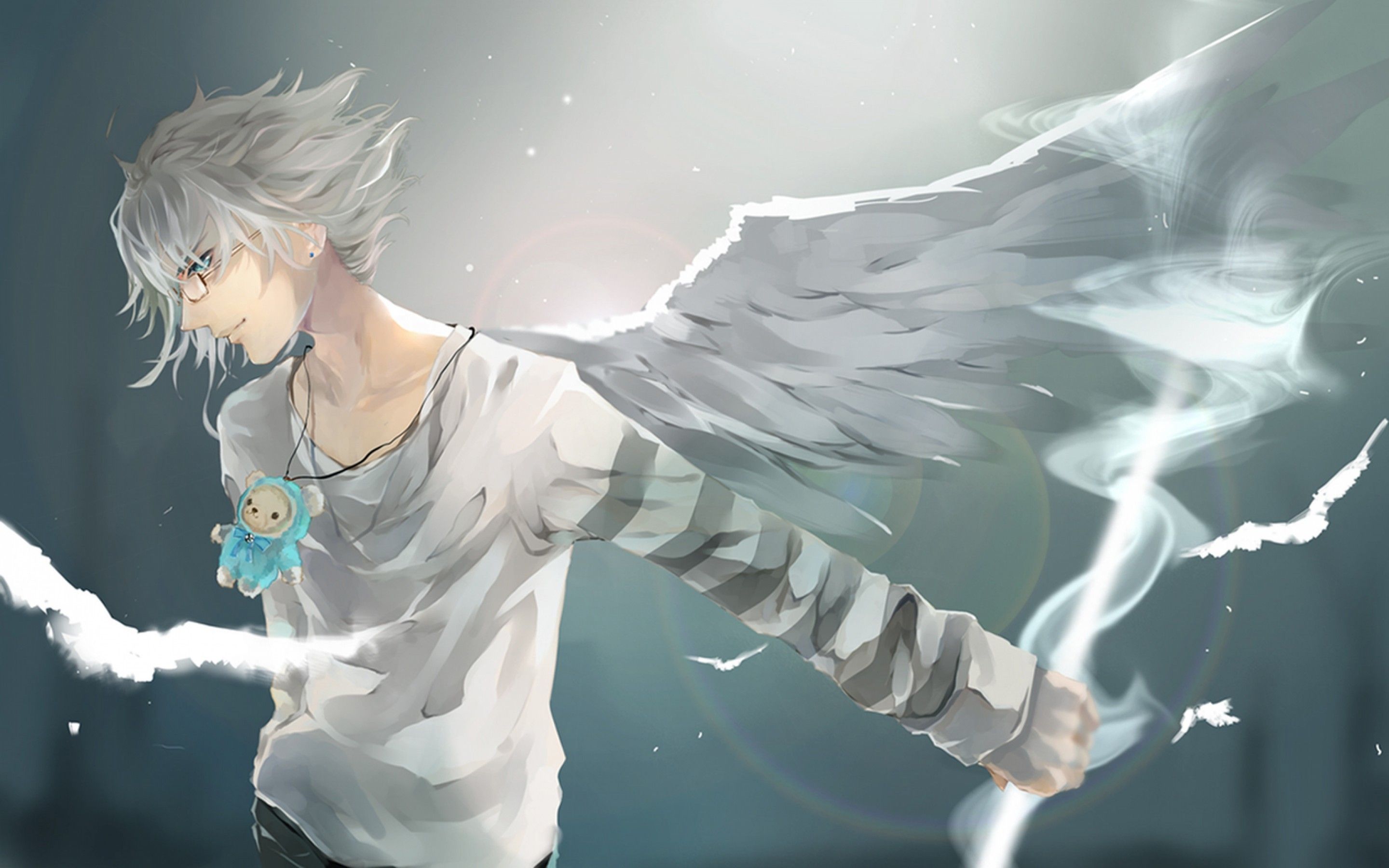 Ragazzo anime con ali bianche, 2880x1800 WQXGA, MacBook Pro