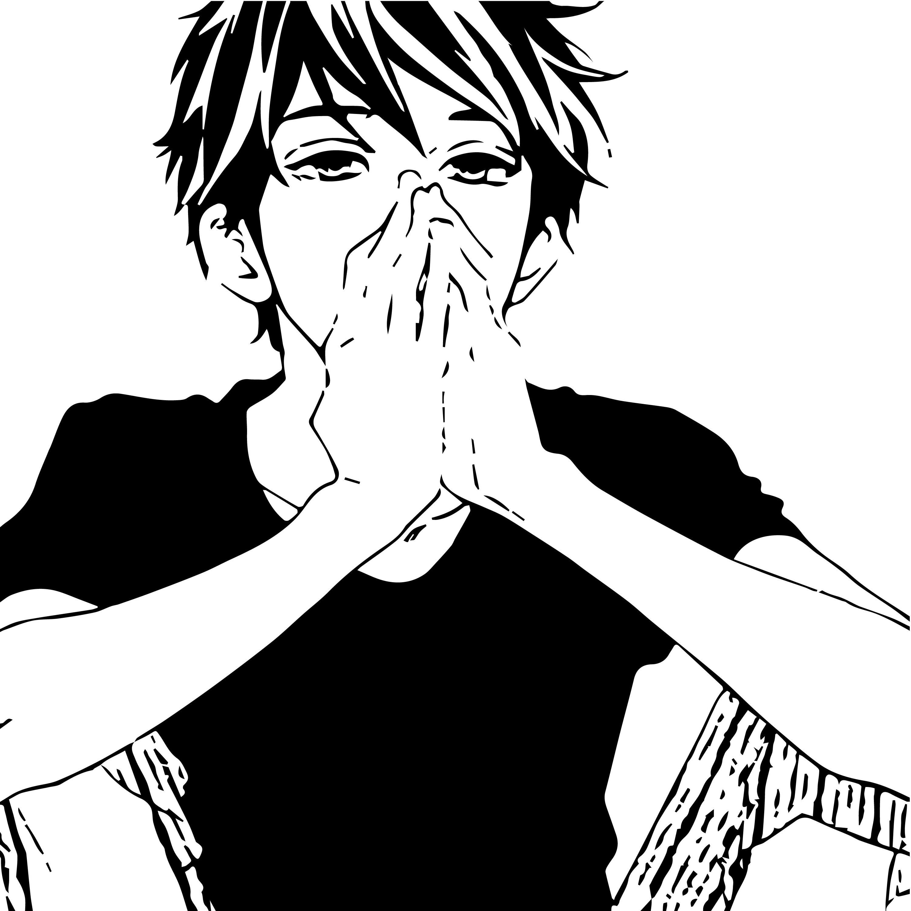 Ragazzo anime bianco e nero, 2998x2998 2K, Desktop