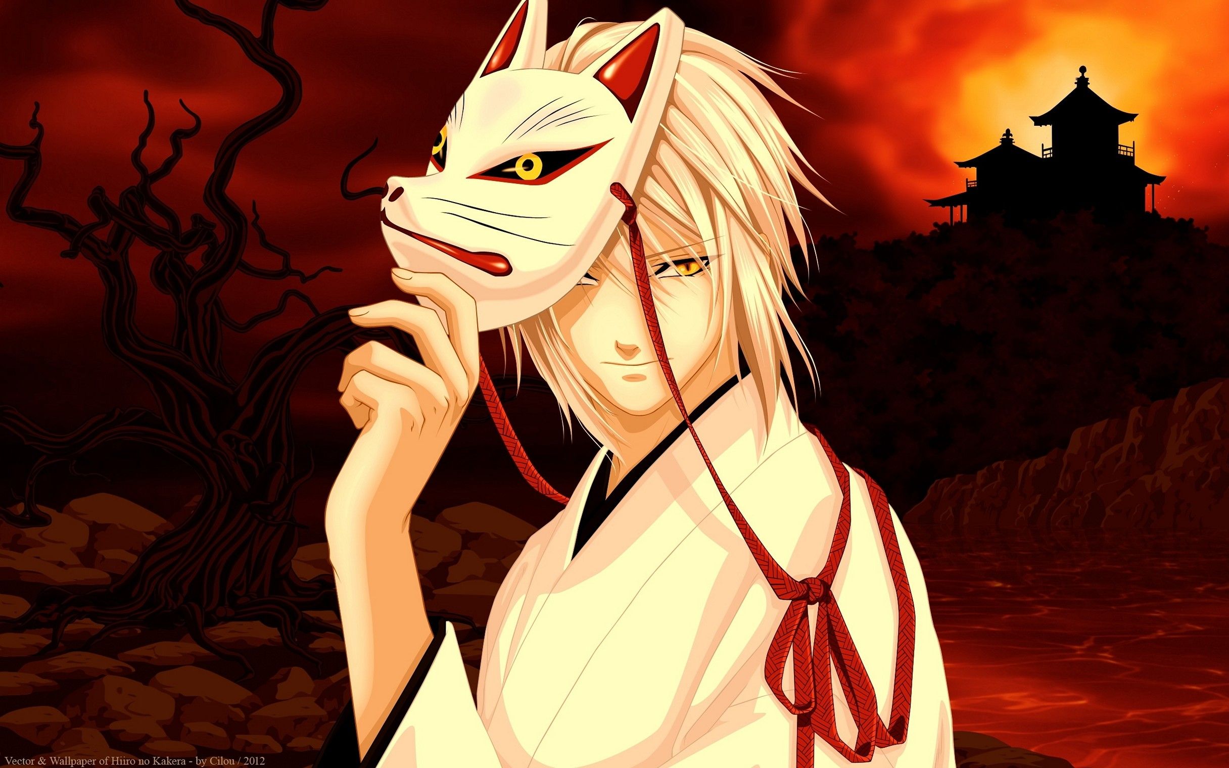 Ragazzo anime maschera volpe, 2432x1520 alta risoluzione, Laptop