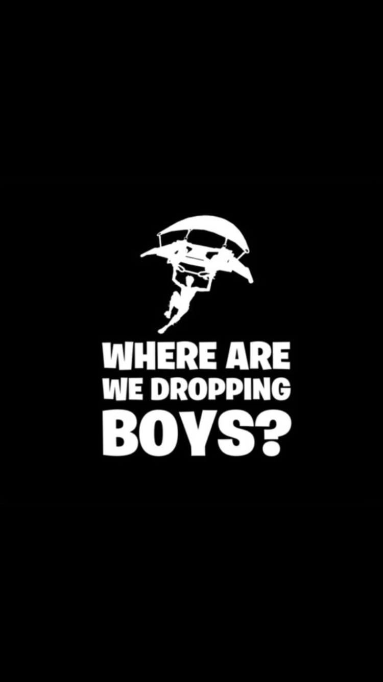 Fortnite paracadutista testo bianco nero, 750x1334 Full HD Verticale, iPhone