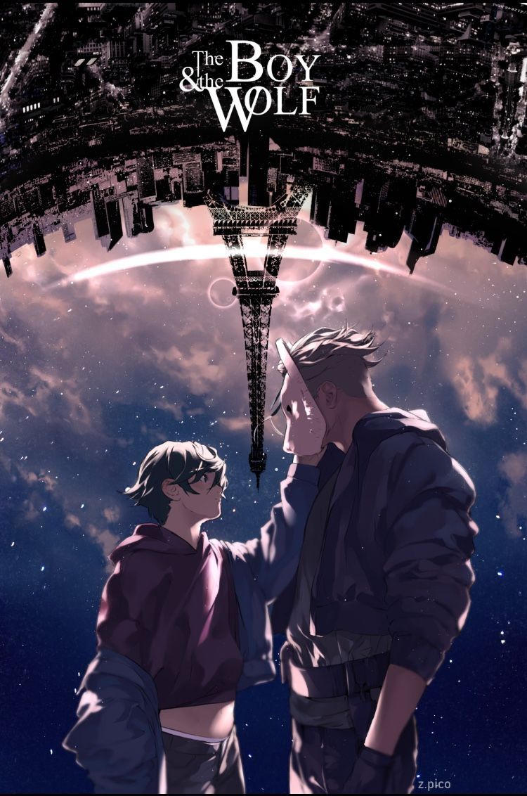 Ragazzo e lupo, città capovolta, 750x1132 Verticale, Mobile