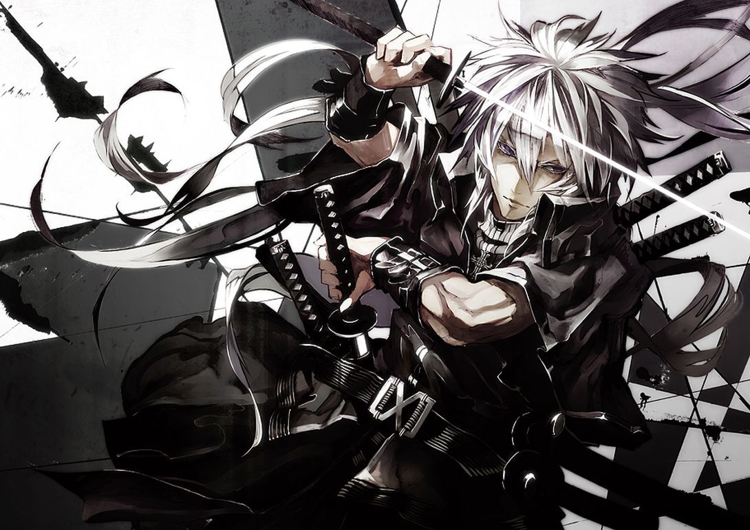 Ragazzo anime capelli bianchi spada, 1090x770 HD, Laptop