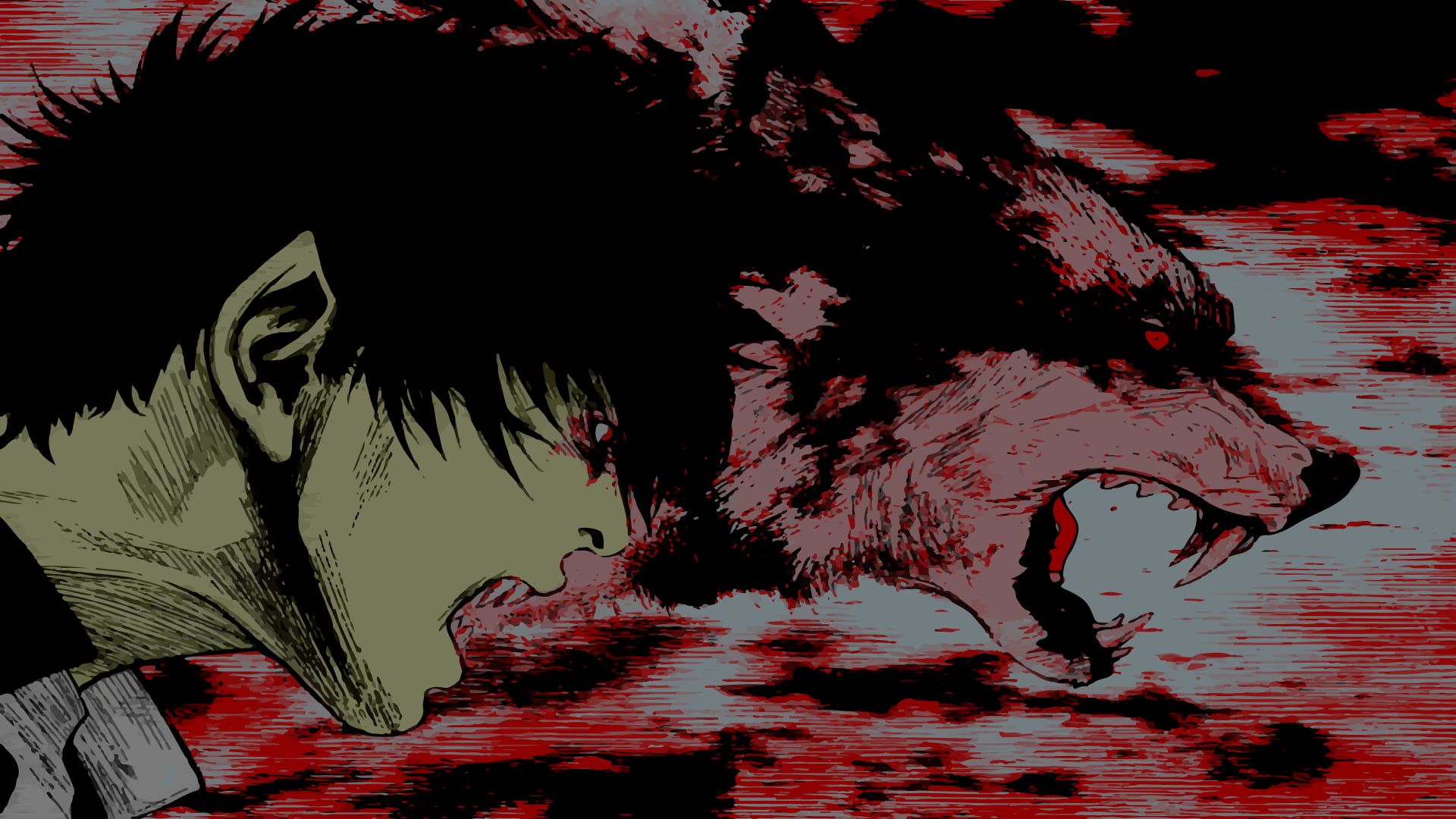 Ragazzo anime capelli neri sangue, 1300x960 720p, Laptop