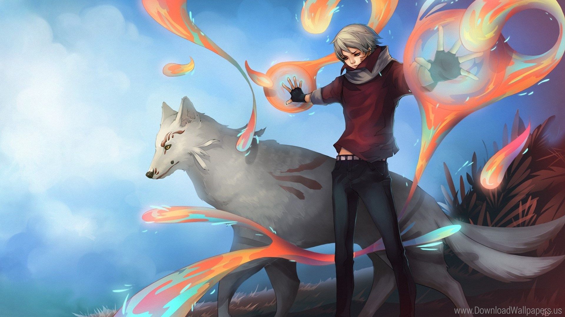 Ragazzo anime con maschera volpe, 1280x800 HD, Desktop