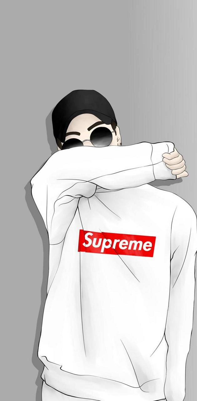 Ragazzo cartoon felpa Supreme, New York, 630x1280 Full HD Verticale, Smartphone