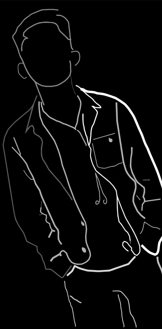Contorno ragazzo bianco nero, 630x1280 Verticale, Telefono