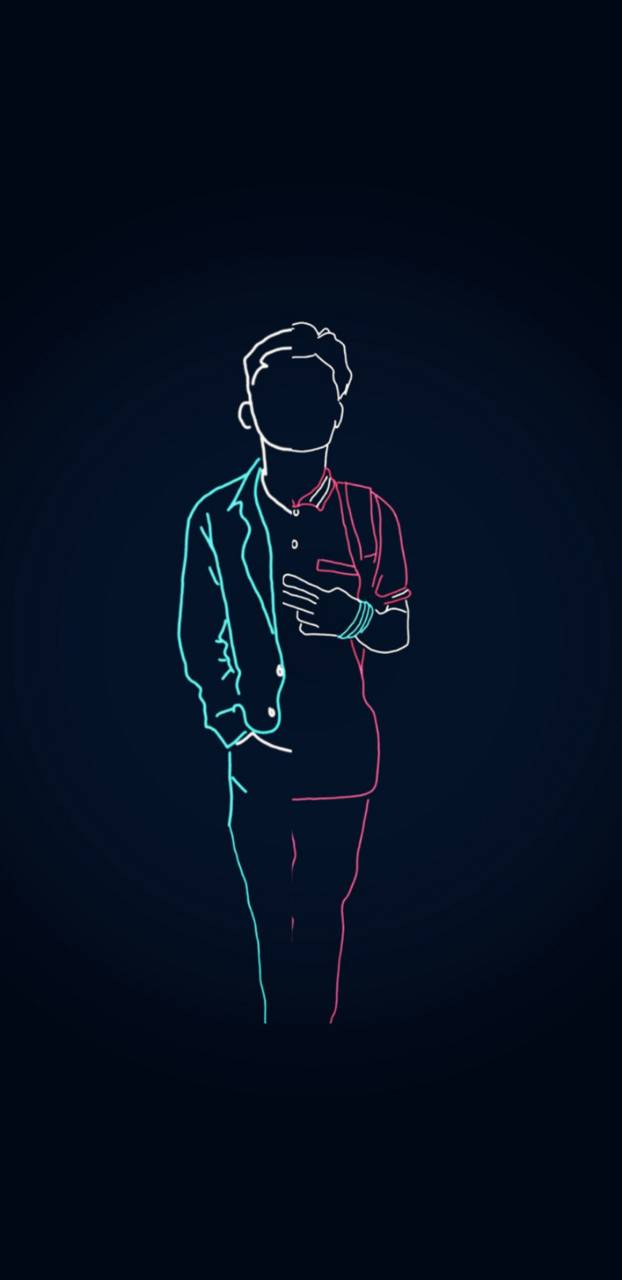 Silhouette ragazzo linee neon, 622x1280 Full HD Verticale, Smartphone