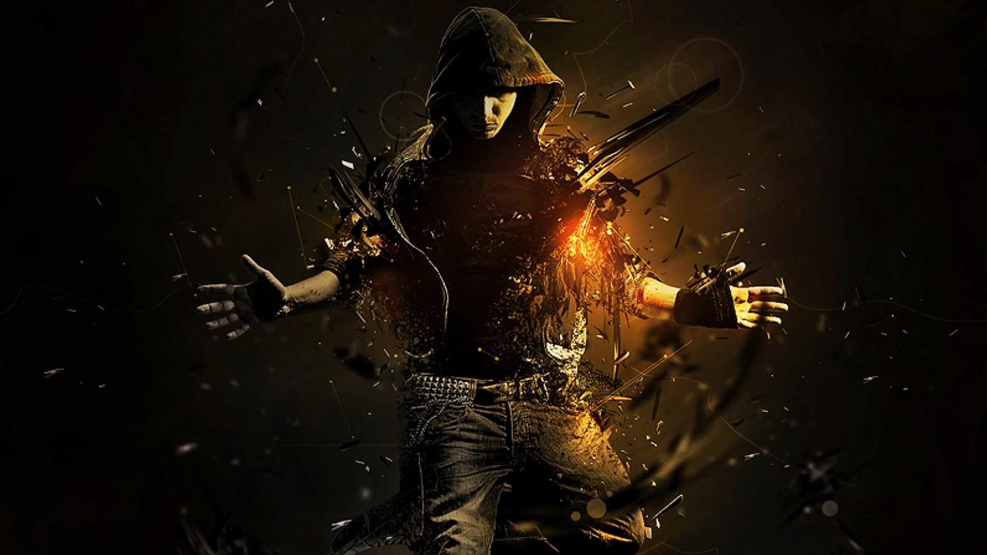Ragazzo con cappuccio, effetto particelle, 1920x1080 Full HD, PC Desktop