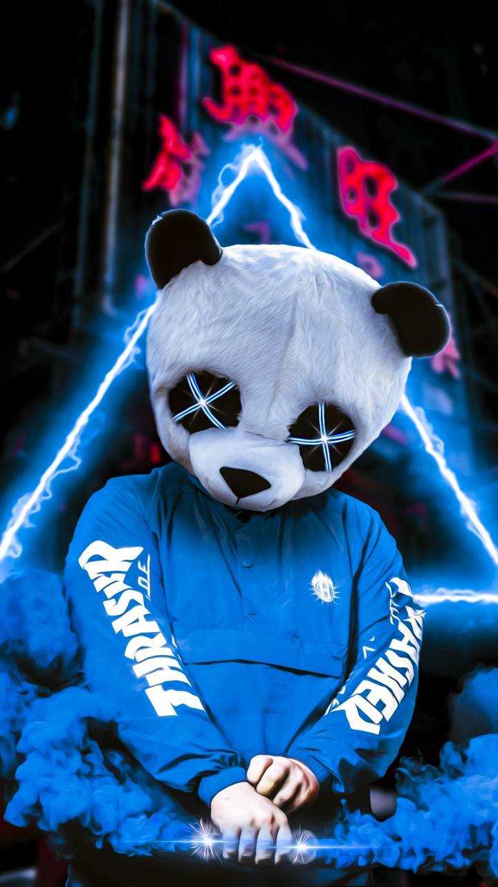 Panda con felpa blu neon, 720x1280 Full HD Verticale, Smartphone