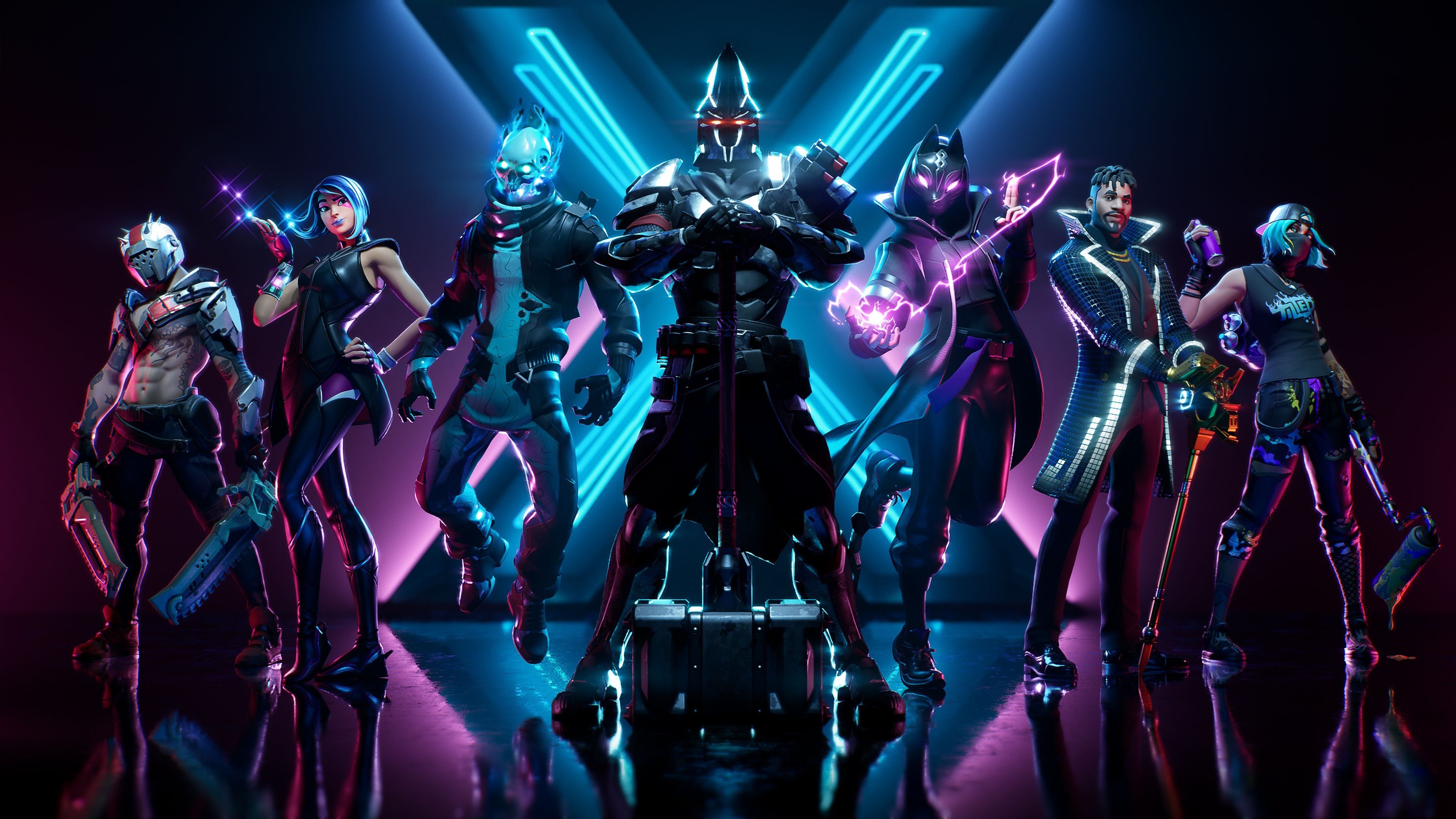 Ragnarok Fortnite personaggi neon, 3840x2160 4K Ultra HD, Monitor 4K