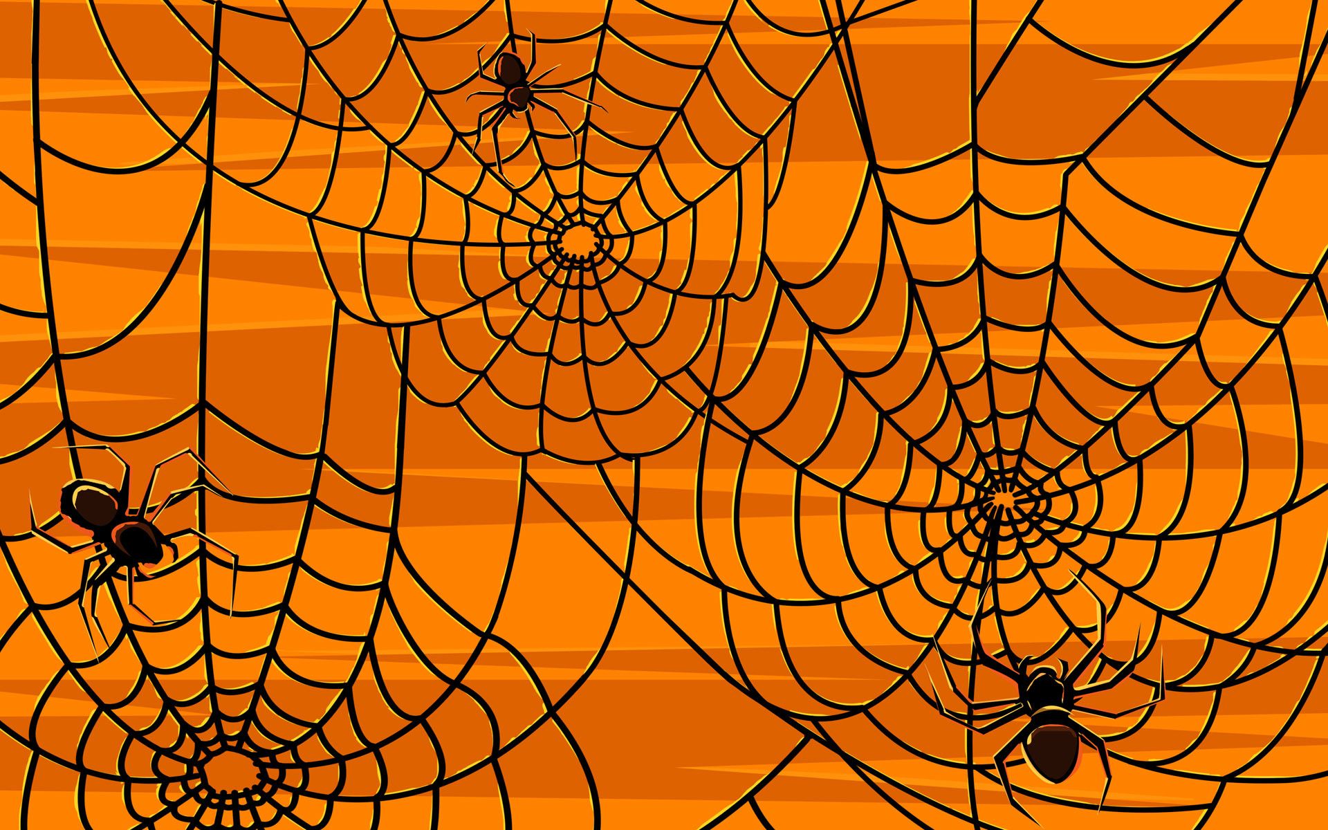Ragni cartoon Halloween sfondo arancione, 2400x1600 alta risoluzione, PC
