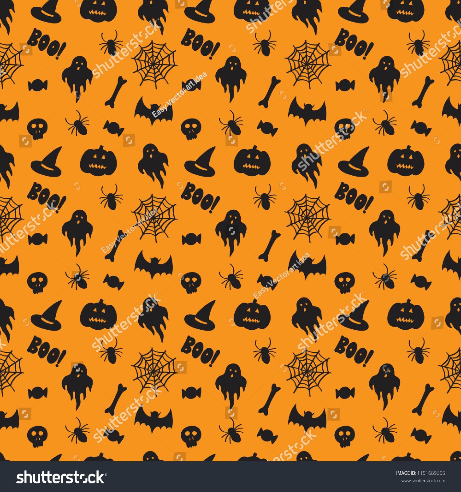 Pattern Halloween ragni fantasmi arancione, 1500x1600 Verticale, Telefono