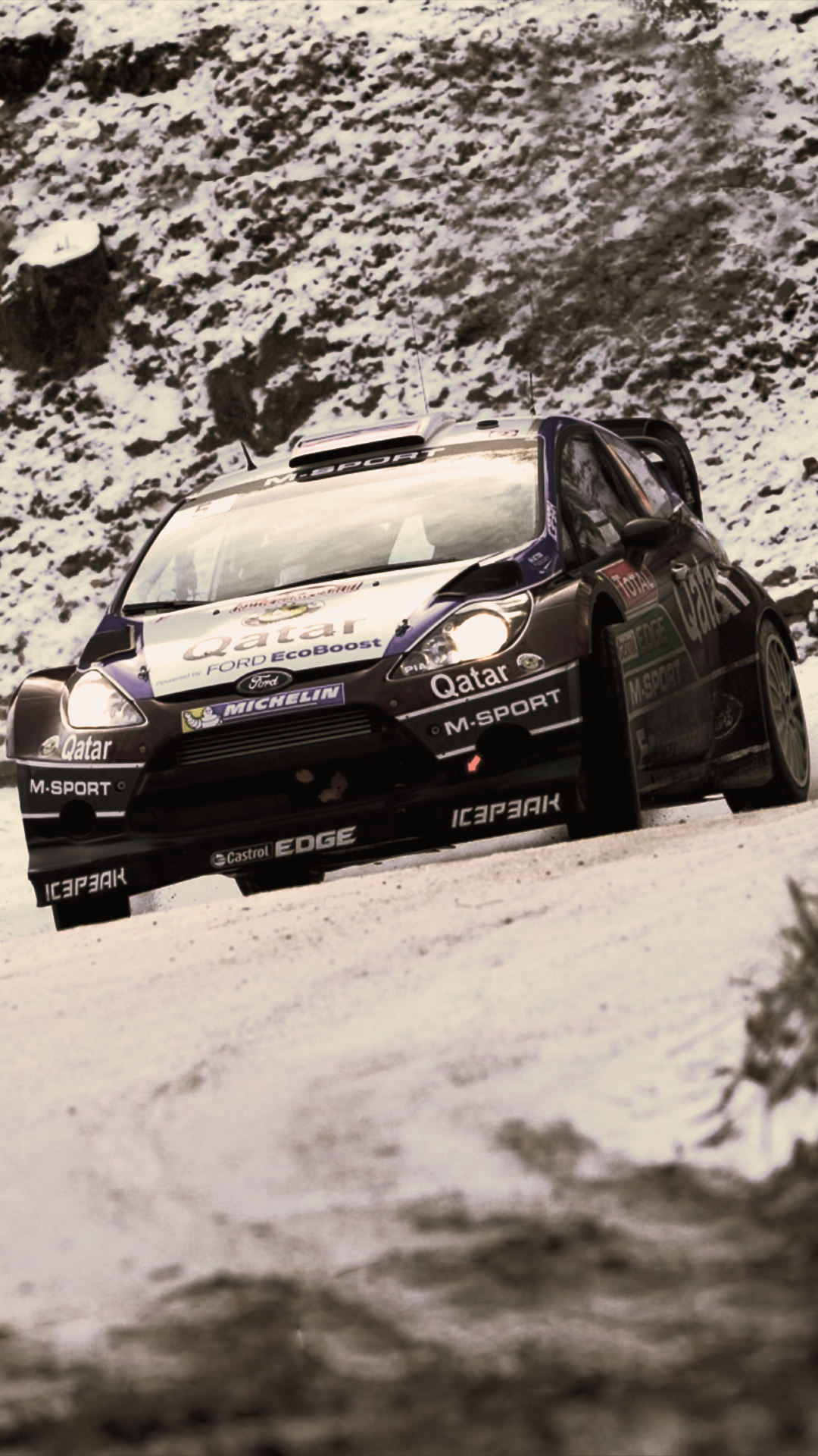 Auto rally su neve, 1080x1920 Verticale, Mobile