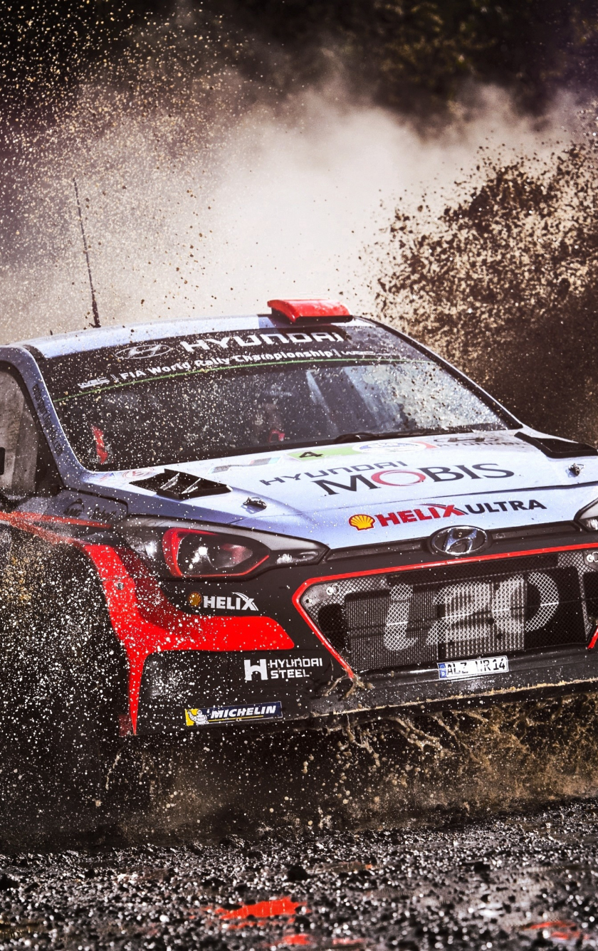 Hyundai i20 auto rally fango, 840x1336 Verticale, Telefono