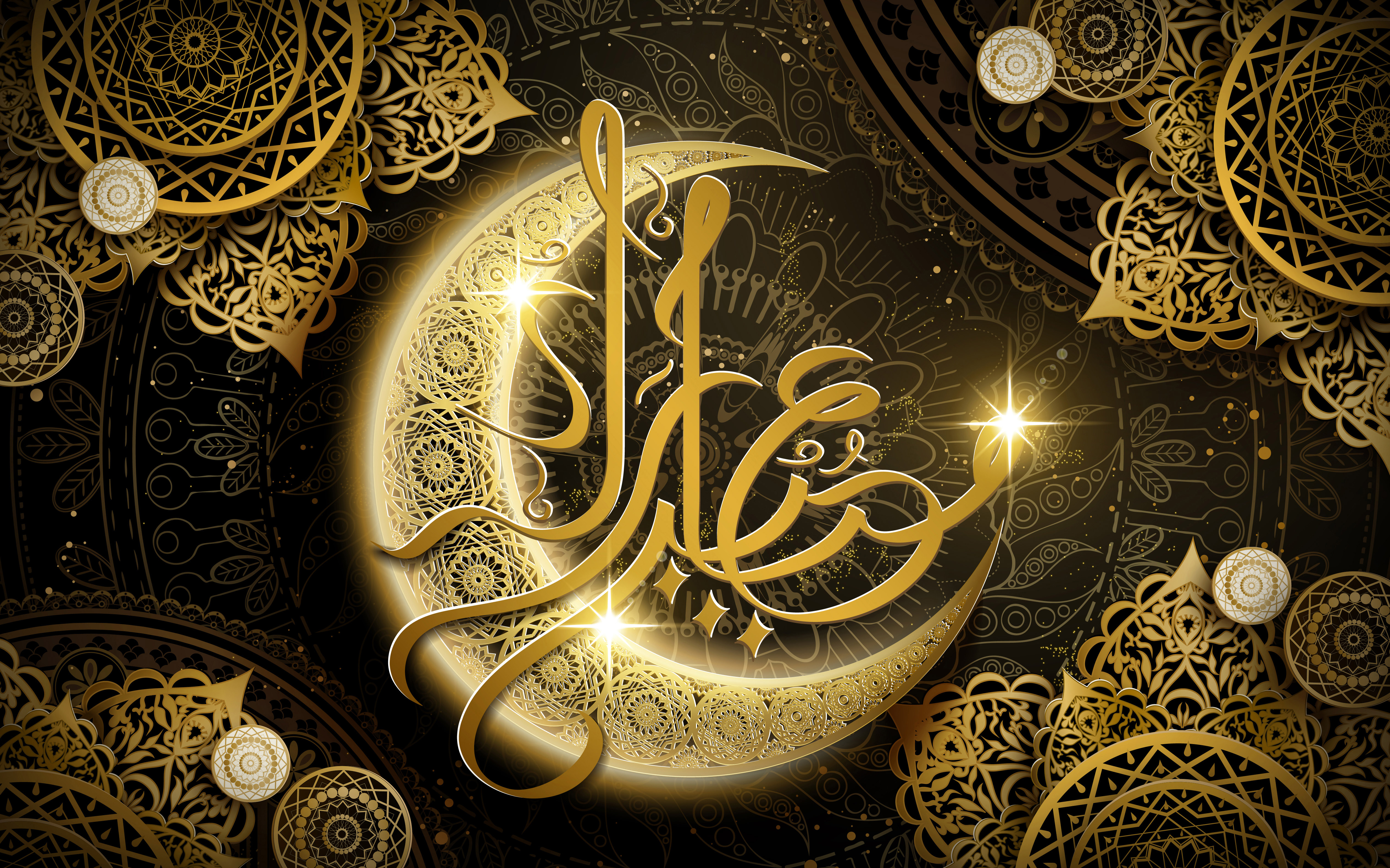 Luna dorata calligrafia Ramadan, 5060x3160 4K Ultra HD, Monitor 4K
