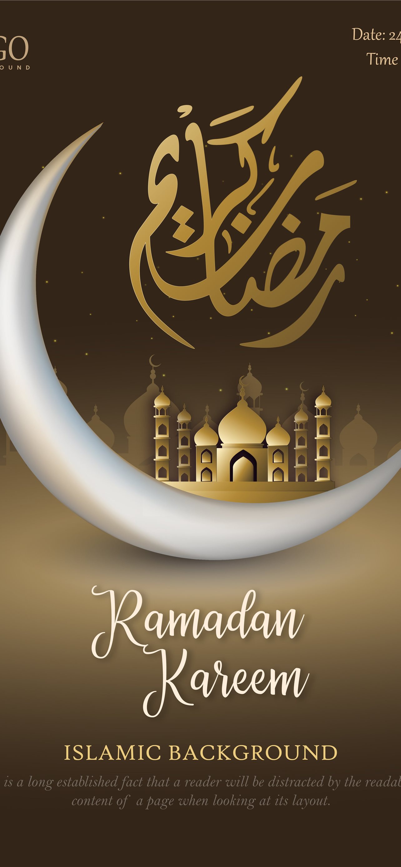 Ramadan Kareem luna moschea dorata, 1284x2778 Full HD Verticale, iPhone