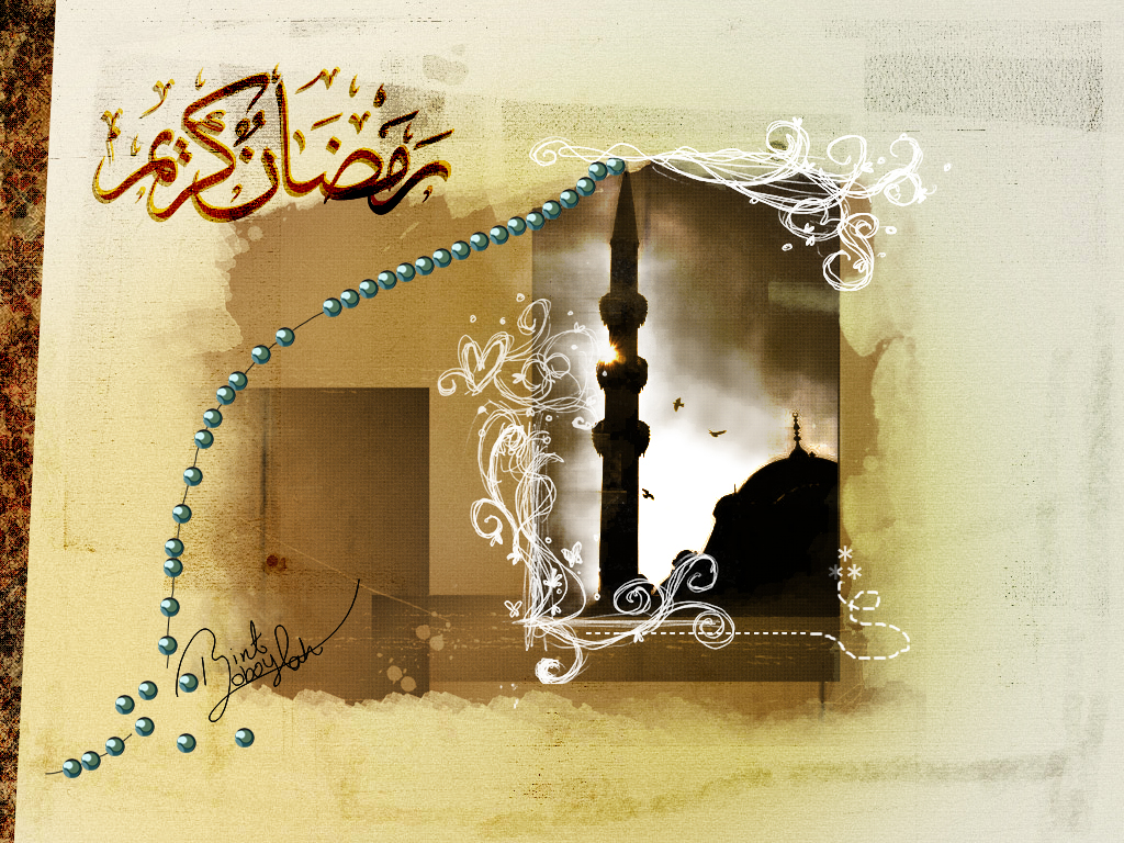 Moschea silhouette con calligrafia araba, 1024x768 HD, Desktop