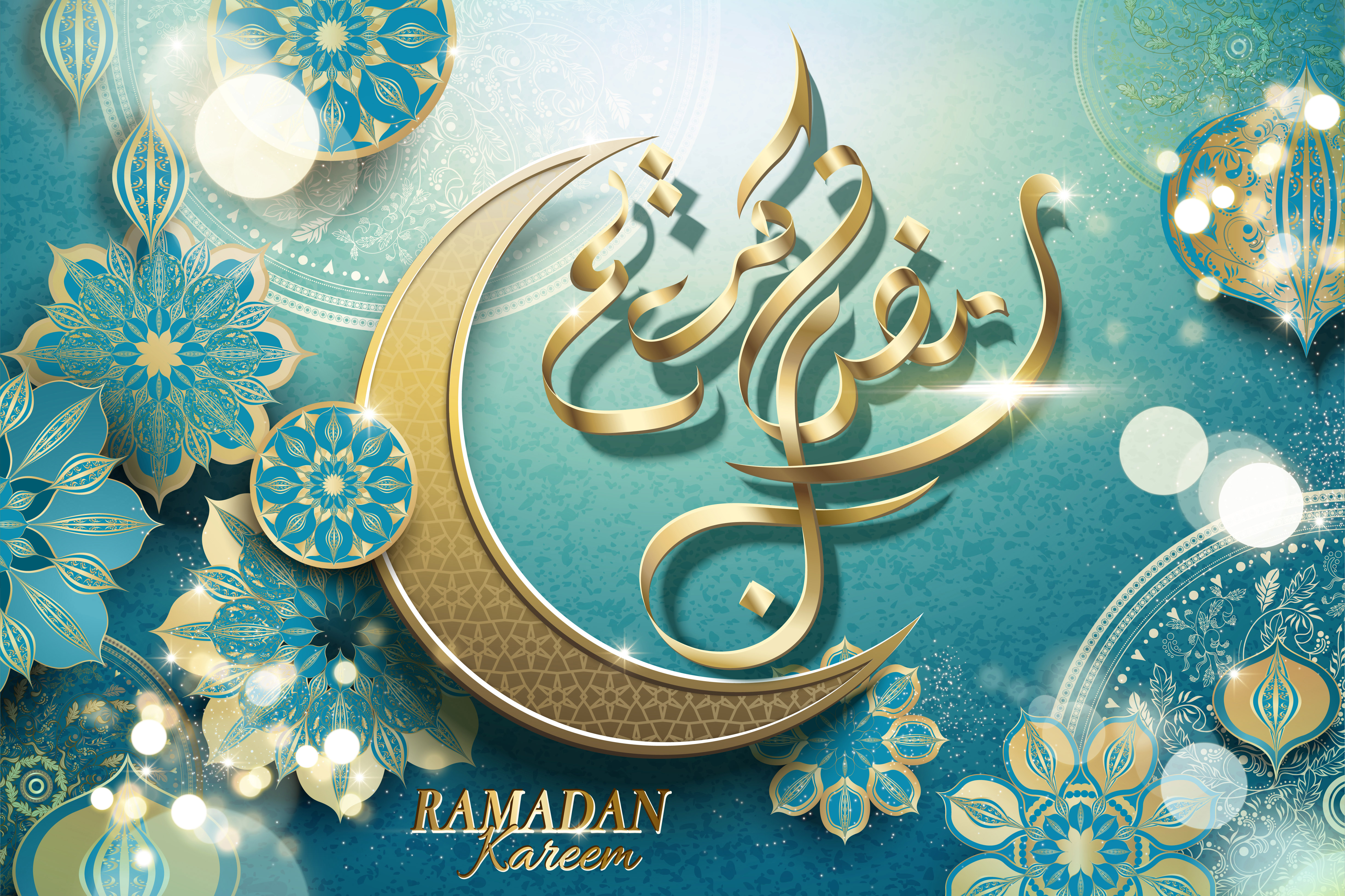 Luna dorata e calligrafia Ramadan, 4918x3278 UHD, PC 4K