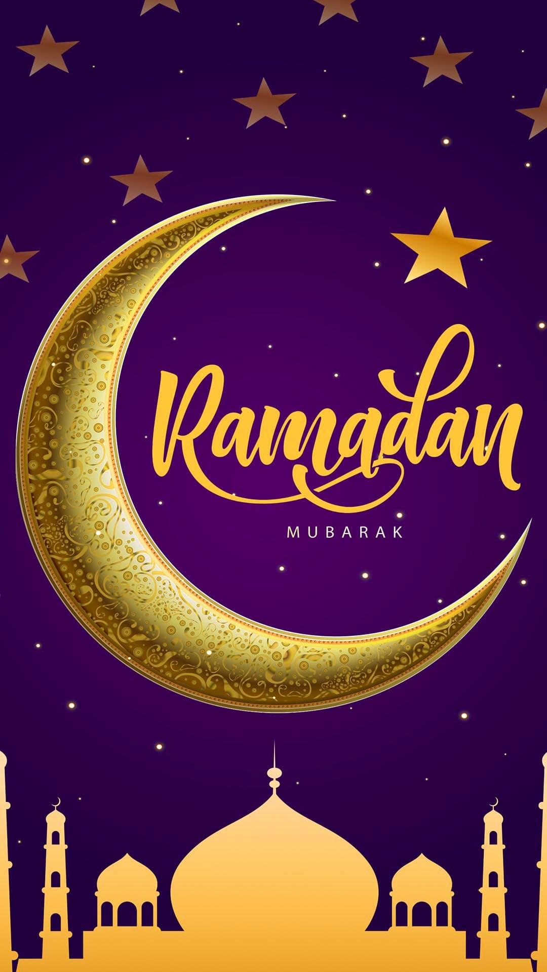Luna dorata e moschea Ramadan, 1080x1920 Full HD Verticale, Samsung Galaxy