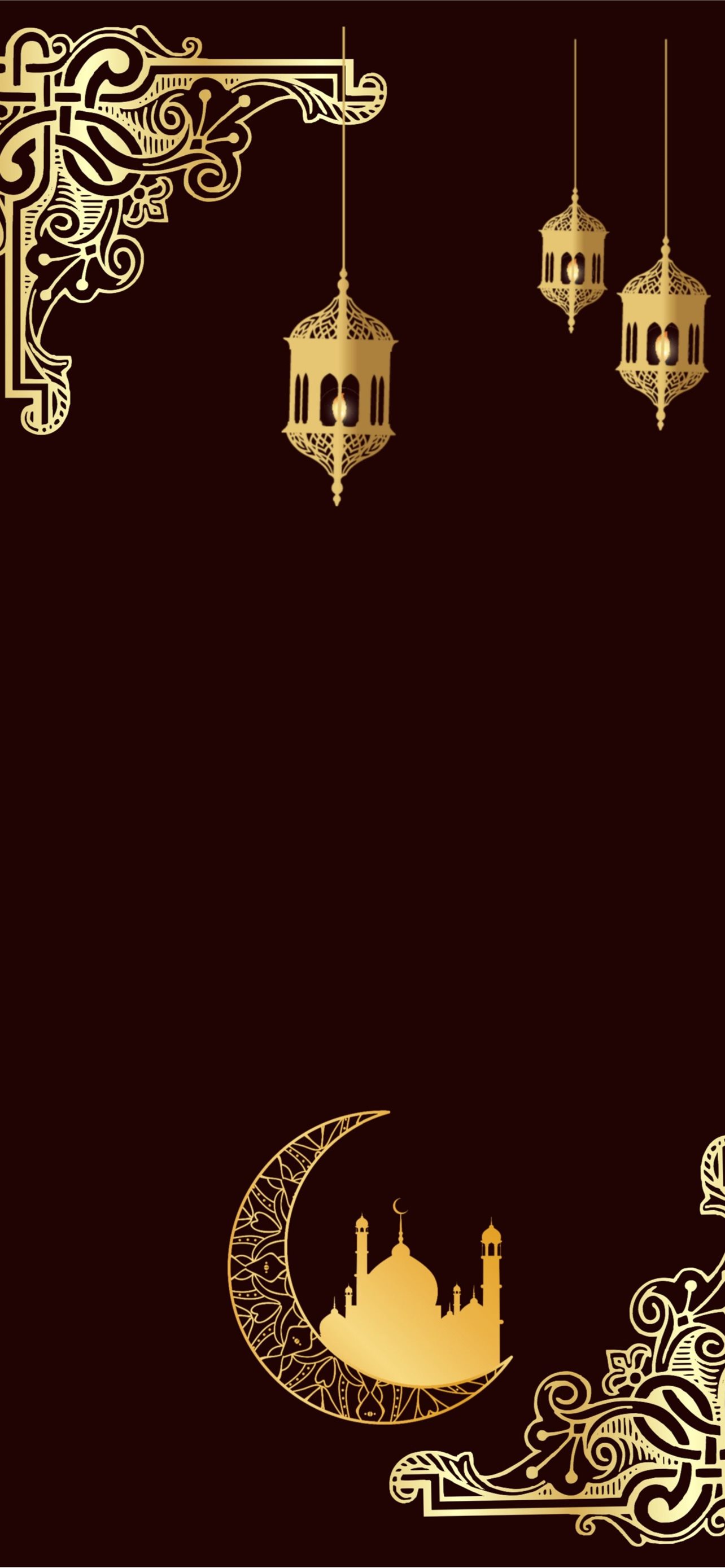 Lanterne dorate e luna Ramadan, 1284x2778 Full HD Verticale, iPhone