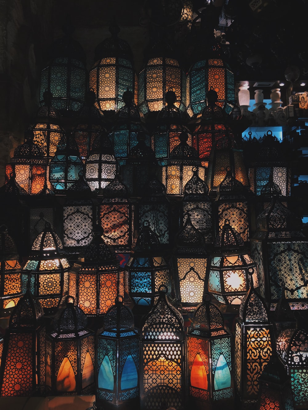 Lanterne arabe colorate mercato, 1000x1333 Full HD Verticale, iPhone
