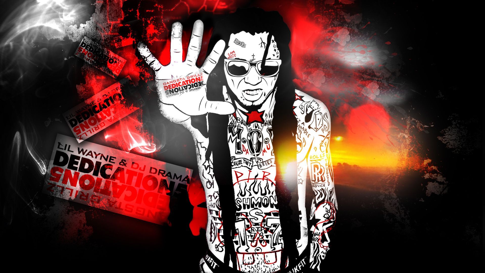 Lil Wayne cartoon tatuato, 1920x1080 1080p, Desktop