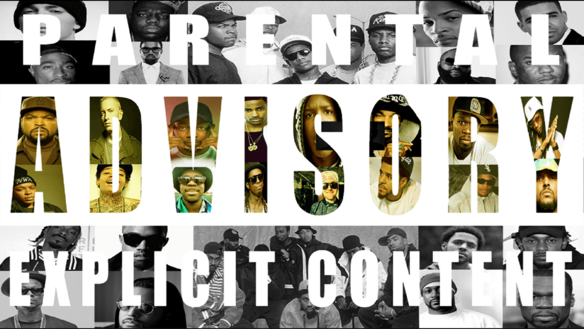 Parental Advisory rapper collage, 1920x1084 Full HD, Desktop