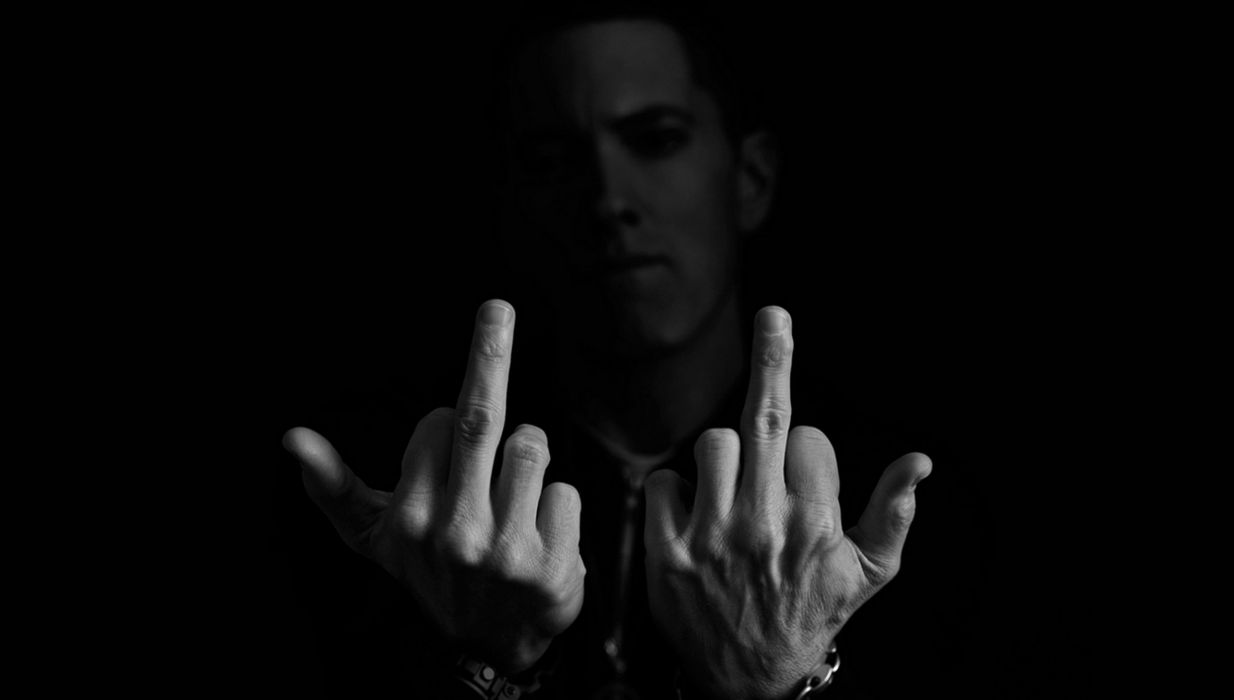 Eminem dita medie bianco nero, Marshall Mathers, 1234x700 HD, PC