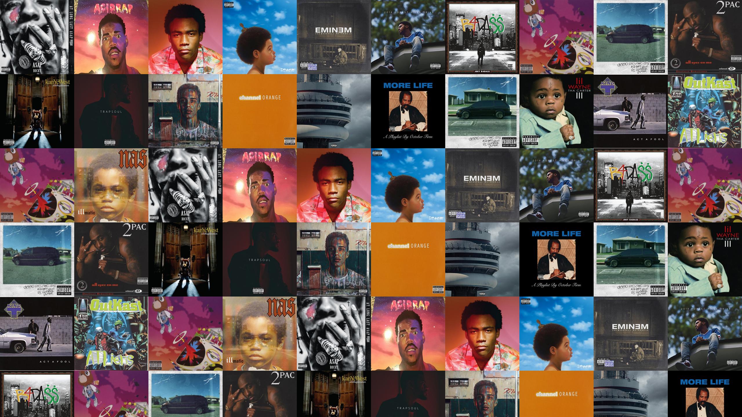 Collage copertine album rap, 2560x1440 QHD, Laptop